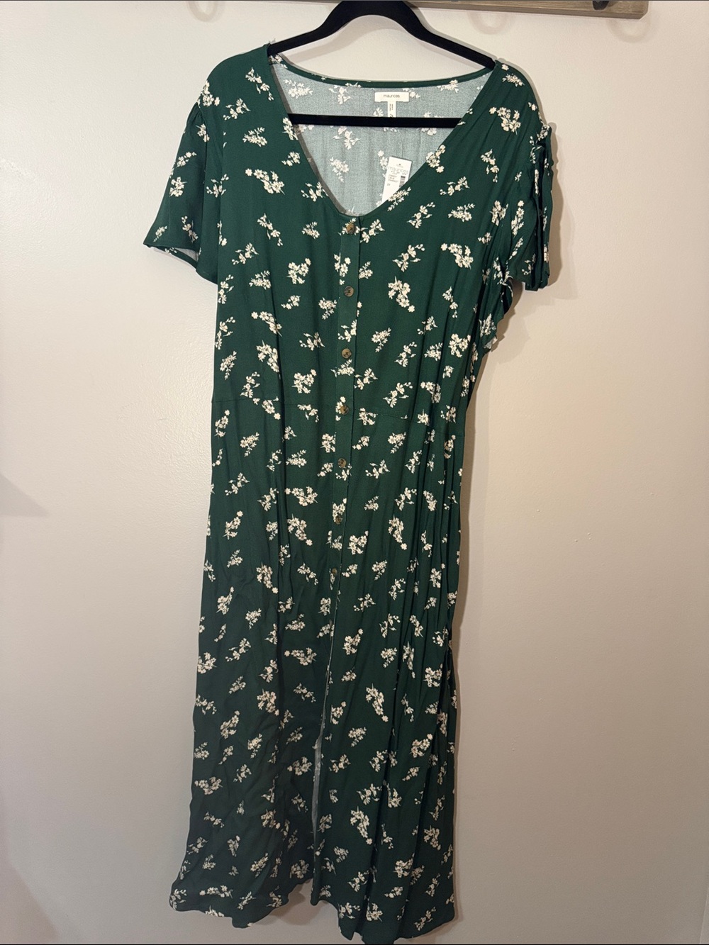 Maurices Dark Green Midi Dress with White Floral Print